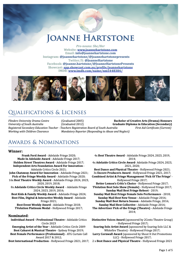 Joanne Hartstone’s CV