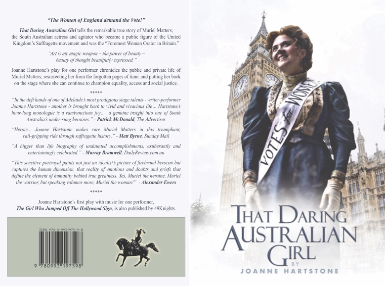 The Cover artwork for the playtext of 'That Daring Australian Girl' by Joanne Hartstone